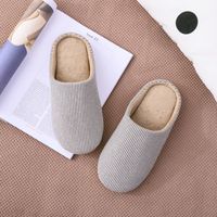 Unisex Casual Stripe Round Toe Cotton Shoes sku image 14