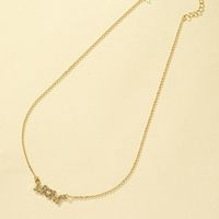 Simple Style Commute Letter Alloy Plating Inlay Rhinestones 14k Gold Plated Women's Pendant Necklace main image 4