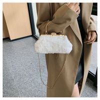 Women's Small Plush Solid Color Streetwear Shell Lock Clasp Shoulder Bag Crossbody Bag Chain Bag main image 4