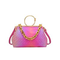 Women's Small Pu Leather Color Block Streetwear Shell Clasp Frame Shoulder Bag Crossbody Bag Dome Bag sku image 1