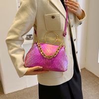 Women's Small Pu Leather Color Block Streetwear Shell Clasp Frame Shoulder Bag Crossbody Bag Dome Bag main image 3