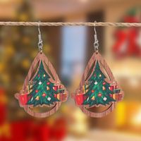 1 Pair Christmas Streetwear Santa Claus Snowflake Elk Arylic Wood Drop Earrings Earrings Ear Studs sku image 5