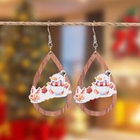 1 Pair Christmas Streetwear Santa Claus Snowflake Elk Arylic Wood Drop Earrings Earrings Ear Studs sku image 8