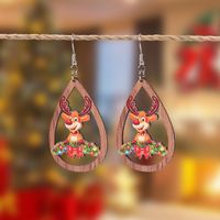 1 Pair Christmas Streetwear Santa Claus Snowflake Elk Arylic Wood Drop Earrings Earrings Ear Studs sku image 9