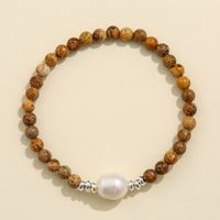 Vintage Style Solid Color Natural Stone Freshwater Pearl Copper Bracelets main image 8
