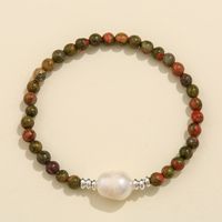 Vintage Style Solid Color Natural Stone Freshwater Pearl Copper Bracelets sku image 3