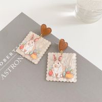 1 Pair Simple Style Rabbit Printing Arylic Drop Earrings sku image 6