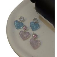 1 Pair Sweet Heart Shape Plating Resin Copper Drop Earrings main image 5