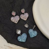 1 Pair Sweet Heart Shape Plating Resin Copper Drop Earrings main image 1