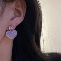 1 Pair Sweet Heart Shape Plating Resin Copper Drop Earrings main image 4