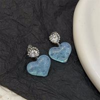 1 Pair Sweet Heart Shape Plating Resin Copper Drop Earrings sku image 1