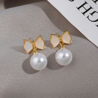 1 Pair Simple Style Bow Knot Patchwork Alloy Drop Earrings main image 2