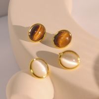 1 Pair Retro U Shape Solid Color Plating Inlay Copper Opal Ear Studs main image 2