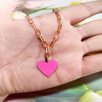 Retro Heart Shape Alloy Enamel Plating Women's Pendant Necklace sku image 4