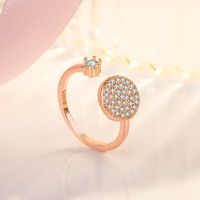 Simple Style Round Metal Plating Inlay Zircon Women's Open Rings main image 5