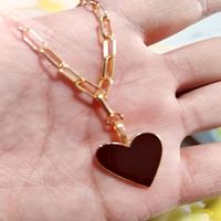 Retro Heart Shape Alloy Enamel Plating Women's Pendant Necklace sku image 2