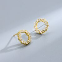 1 Pair Simple Style Circle Inlay Sterling Silver Artificial Diamond Ear Studs main image 1