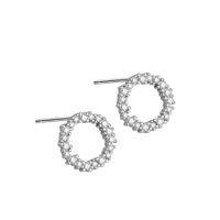 1 Pair Simple Style Circle Inlay Sterling Silver Artificial Diamond Ear Studs main image 5