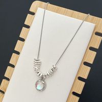 Streetwear Round Alloy Plating Inlay Glass Women's Pendant Necklace sku image 1