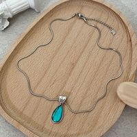 Retro Water Droplets Stainless Steel Alloy Plating Inlay Resin Women's Pendant Necklace main image 2