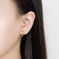 1 Pair Lady U Shape Polishing Plating Inlay Copper Artificial Diamond Ear Studs main image 5