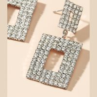 1 Pair Glam Square Plating Inlay Alloy Rhinestones Drop Earrings main image 4