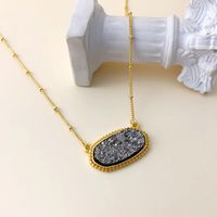Simple Style Oval Metal Plating Inlay Resin Women's Earrings Necklace sku image 8
