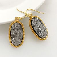 Simple Style Oval Metal Plating Inlay Resin Women's Earrings Necklace sku image 4