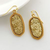 Simple Style Oval Metal Plating Inlay Resin Women's Earrings Necklace sku image 1