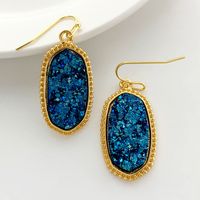 Simple Style Oval Metal Plating Inlay Resin Women's Earrings Necklace main image 3