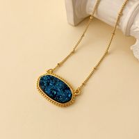 Simple Style Oval Metal Plating Inlay Resin Women's Earrings Necklace main image 2