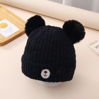 Children Unisex Cute Basic Bear Embroidery Wool Cap sku image 6