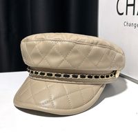 Women's Elegant Basic Solid Color Chain Curved Eaves Beret Hat sku image 2