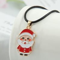 Cute Santa Claus Alloy Wax Rope Enamel Christmas Women's Pendant Necklace main image 4