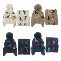 Men's Cute Dinosaur Acrylic Scarf Hat 1 Set main image 1