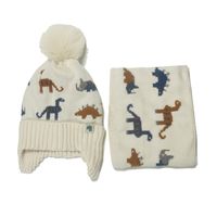 Men's Cute Dinosaur Acrylic Scarf Hat 1 Set sku image 1