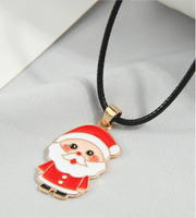 Cute Santa Claus Alloy Wax Rope Enamel Christmas Women's Pendant Necklace main image 2