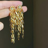 1 Pair Modern Style Korean Style Tassel Plating Copper Drop Earrings main image 1