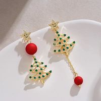 1 Pair Basic Modern Style Christmas Tree Plating Inlay Alloy Zircon Drop Earrings main image 6