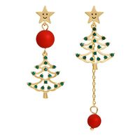1 Pair Basic Modern Style Christmas Tree Plating Inlay Alloy Zircon Drop Earrings main image 3