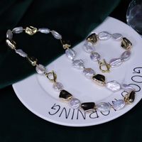 Élégant Dame Géométrique Perle D'eau Douce Bracelets Collier En Masse main image 5