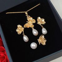 Elegant Lady Geometric Freshwater Pearl Rings Earrings Necklace In Bulk sku image 1