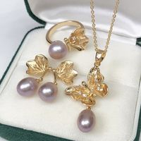 Elegant Lady Geometric Freshwater Pearl Rings Earrings Necklace In Bulk main image 4
