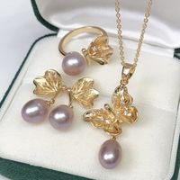 Elegant Lady Geometric Freshwater Pearl Rings Earrings Necklace In Bulk sku image 2