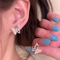 1 Pair Fairy Style Elegant Star Butterfly Bow Knot Plating Inlay Alloy Zircon Ear Studs sku image 9
