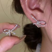 1 Pair Fairy Style Elegant Star Butterfly Bow Knot Plating Inlay Alloy Zircon Ear Studs sku image 4