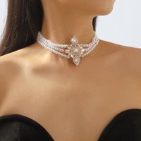 Elegant Luxurious French Style Geometric Imitation Pearl Alloy Inlay Zircon Women's Choker main image 4