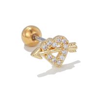 1 Piece Ig Style Simple Style Streetwear Geometric Heart Shape Plating Inlay Brass Artificial Pearls Zircon 18k Gold Plated White Gold Plated Ear Studs main image 2