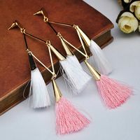 1 Pair Exaggerated Simple Style Classic Style Geometric Tassel Alloy Cotton Gold Plated Drop Earrings main image 3