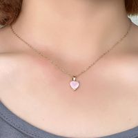Wholesale Elegant Simple Style Heart Shape 304 Stainless Steel Copper Plating Inlay Gold Plated Zircon Pendant Necklace main image 6